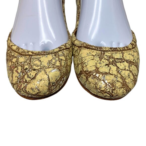 FRYE Carson Cream Silver Crackled Leather Ballet‎ Flats - Picture 5 of 12